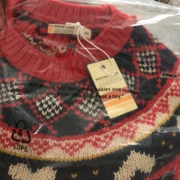 Marine Layer Archive Alpine Sweater Fair Isle Wool Pullover Red Rainbow NWT XS - Picture 6 of 9